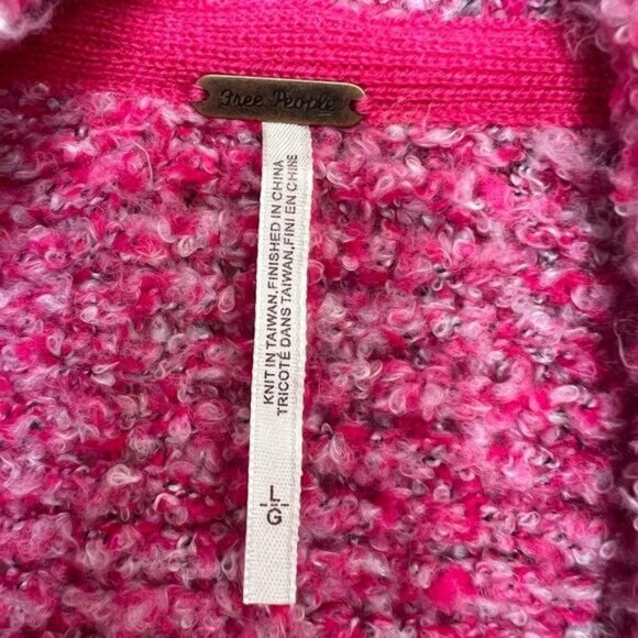 Free People Pink Prickly Pear Boho Oversized BFF Open Cardigan Large - Picture 11 of 14